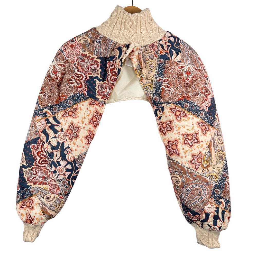 House of‎ Harlow 1960 Quilted Patchwork shrug Bolero Jacket boho paisley sz OS